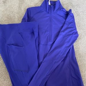 Purple pull over & leggings. Size 4 top/Size 6 bottoms